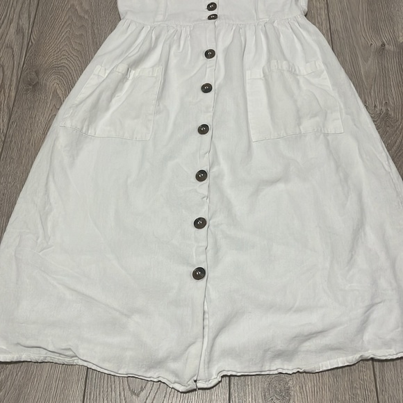Japna White Button Down Short Sleeve Dress Linen Blend Size Small - Picture 4 of 8
